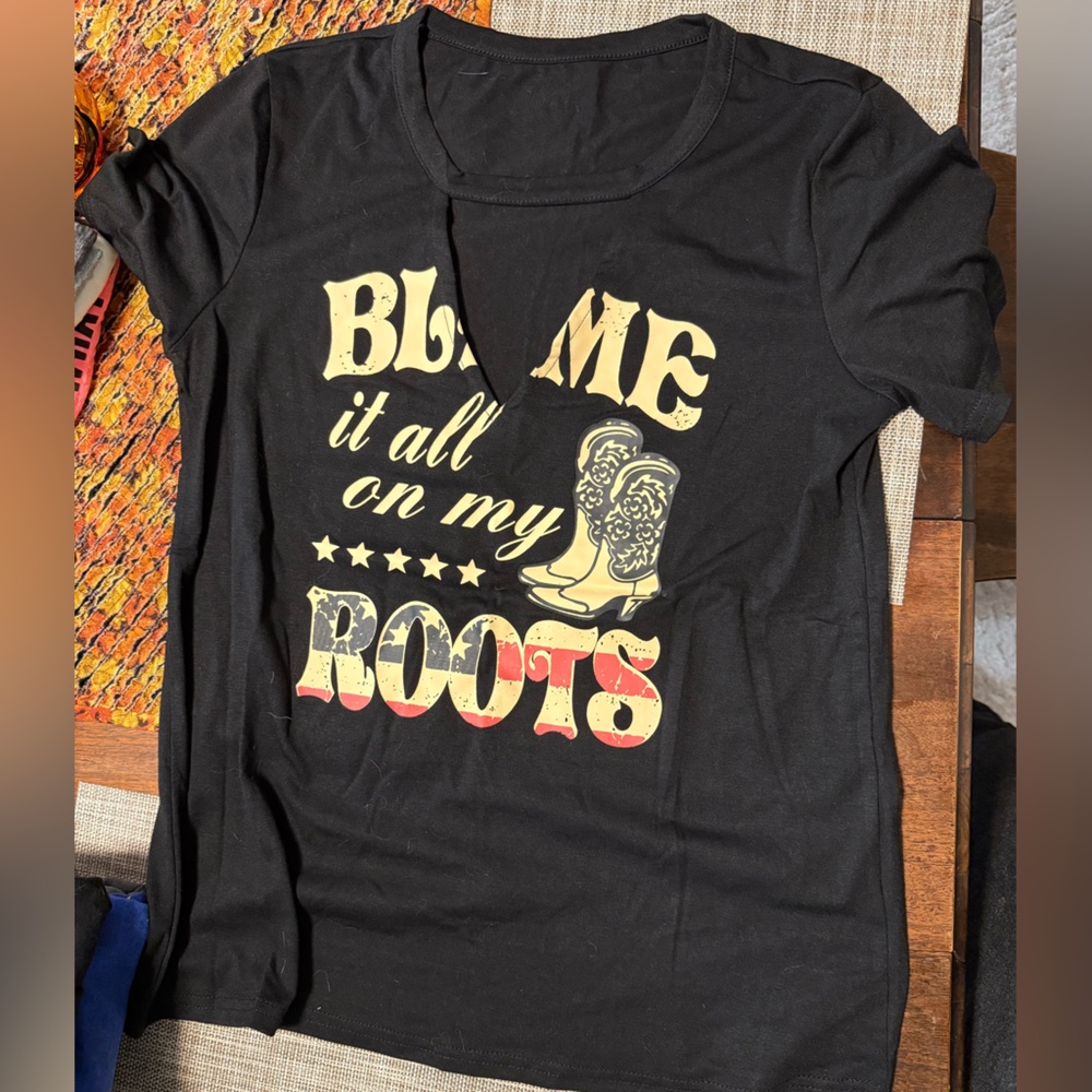 Black Graphic T-Shirt with Western Print